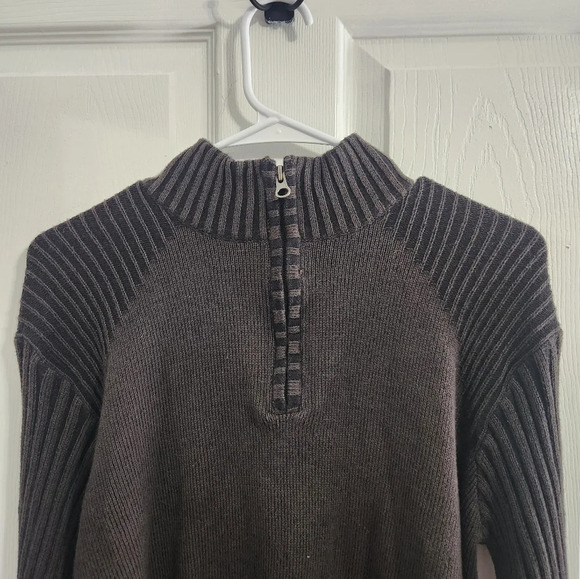 BKE Buckle brown men pullover collared knit sweater stretch men size medium - Picture 3 of 9